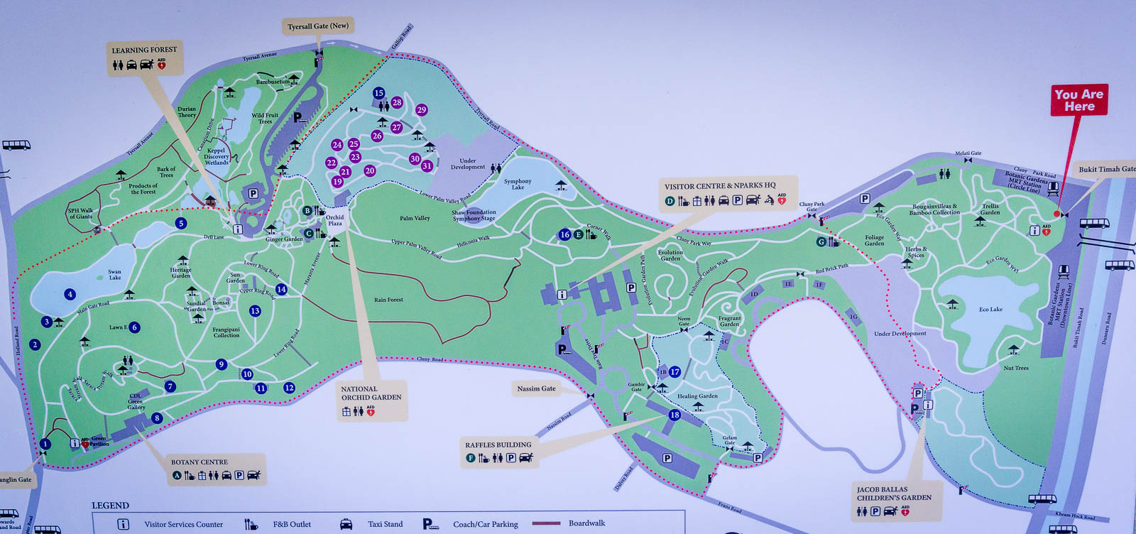 Singapore Botanic Garden Map Map Of The Botanic Gardens In Singapore - Find Away Photography